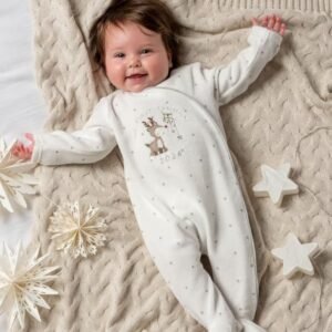 My First Christmas Sleepsuit - White