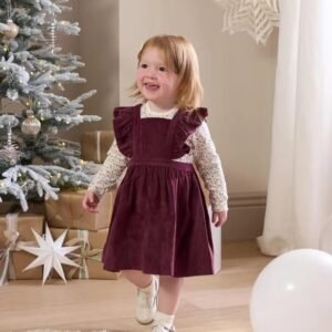 Winter Ditsy Floral Bodysuit & Pinafore Dress (2 Piece)