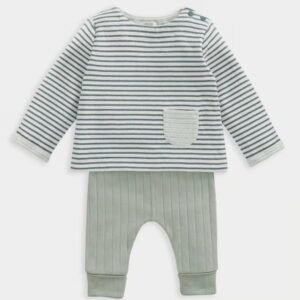 Stripe Top & Leggings Outfit Set - Blue